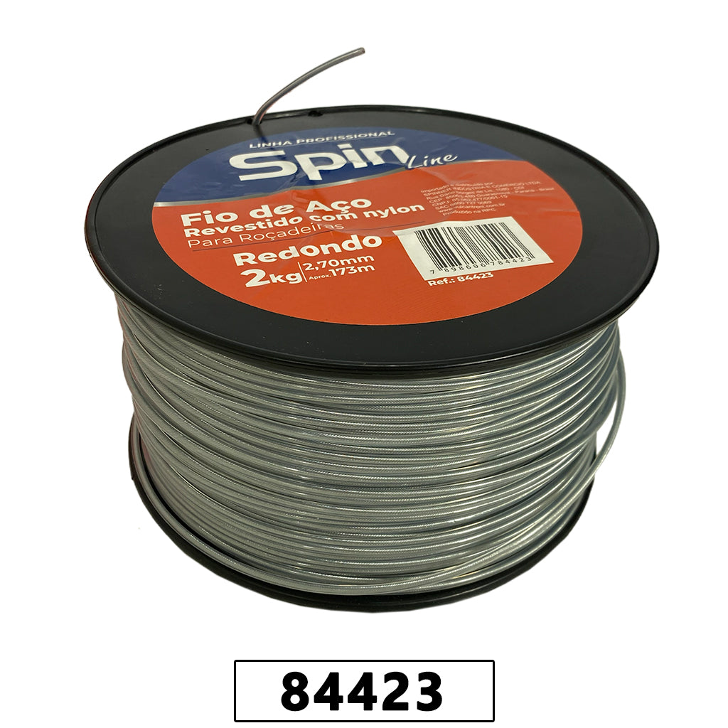 Fio de Nylon Rolo com Fio de Aço 2kg com 173 Metros - Redondo 2,7mm - Cor Cinza – foto 1