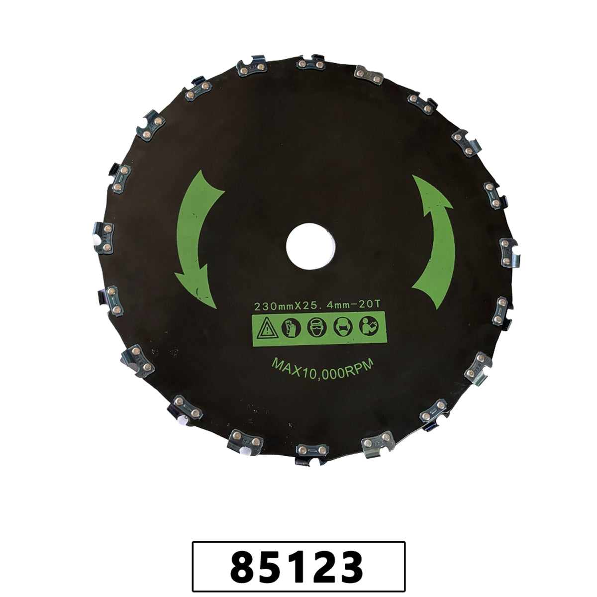 Faca Circular 20 Dentes de Corrente Furo 25,4mm Tamanho 230mm Espessura 2,3mm com Adaptador 20mm – foto 1