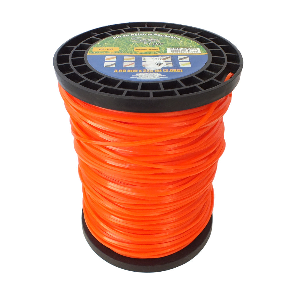 Fio de Nylon Rolo 2kg com 226 Metros - Quadrado 3,00mm - Cor Laranja - Spin Linha Premium – foto 1