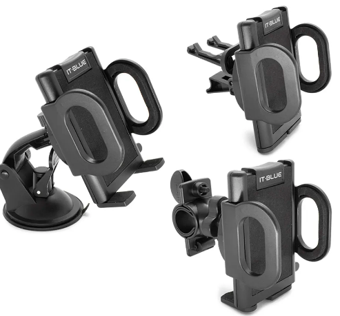 Suporte de Celular Veicular 3 em 1 Braço Telescópico Giro 360° IT-Blue LE-015