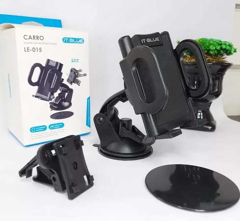 Suporte de Celular Veicular 3 em 1 Braço Telescópico Giro 360° IT-Blue LE-015