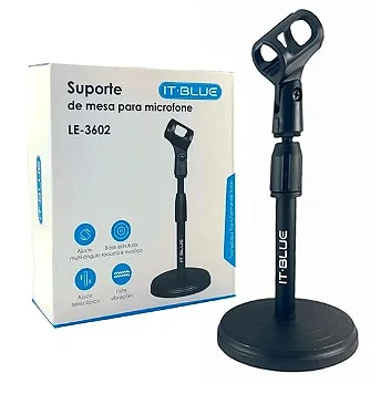 Suporte de Mesa para Microfone com Ajuste de Ângulo e Altura IT-Blue LE-3602