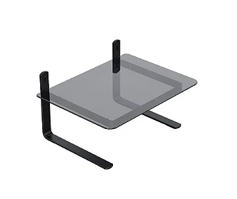 Suporte para Monitor Office com Tampo em Vidro Fumê e Base Preta Reliza 000017