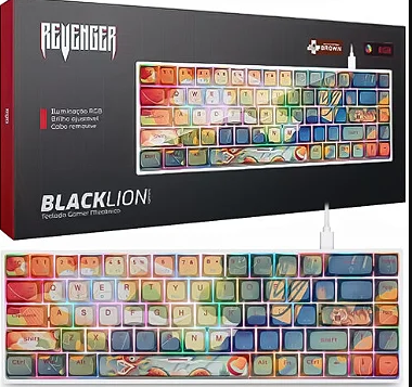 Teclado Gamer Mecânico RGB com Fio Switch Marrom Revenger TE-BKL002