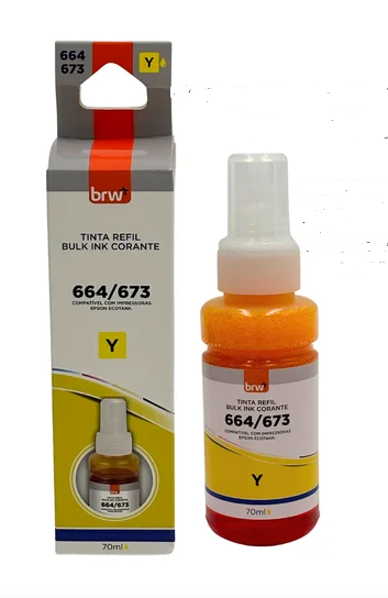Tinta Refil Corante 664 Yellow Amarelo para Impressora Epson 70ml BRW TR6643