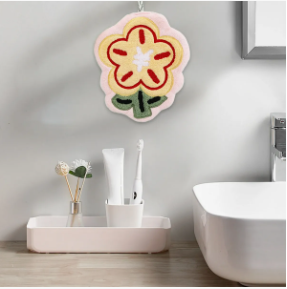 Toalha de Mão Flor Decorativa para Banheiro e Lavabo Uniso TMA-035