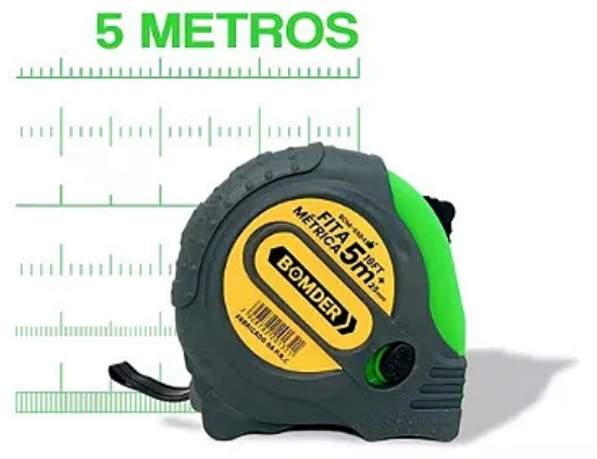 Trena 5m x 25mm Emborrachada com Trava Bomder BOM-6504