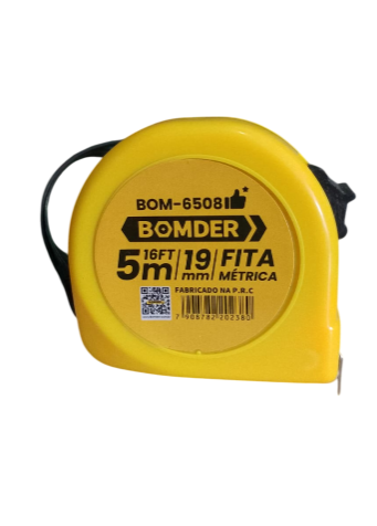 Trena 5m x 25mm Emborrachada Com Trava e Gancho Magnético Bomder BOM-6508