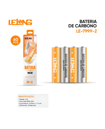 Tubo com 60 Pilhas AAA 1.5V Lelong LE-7999-2