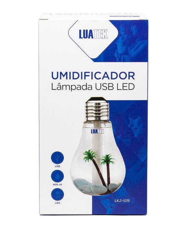 Umidificador de Ar em Formato de Lâmpada com LED 400ml Luatek LKJ-109