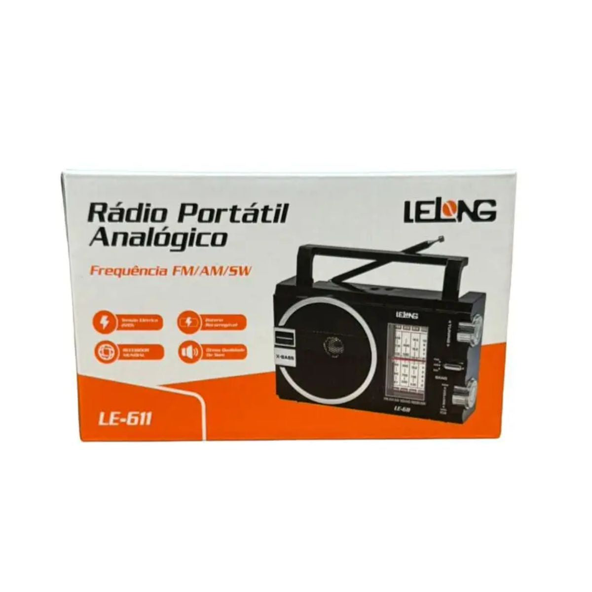 Radio FM AM SW Portátil Analógico Bivolt Recarregável 611