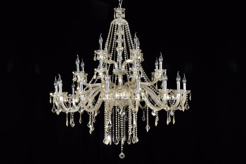 Lustre de Cristal Maria Thereza Champagne 28 Lâmpadas