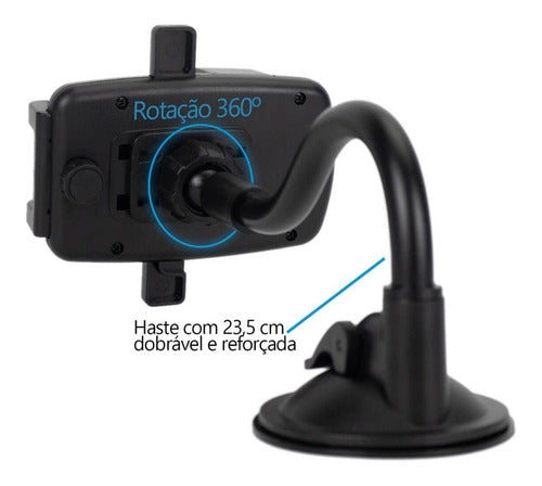 Suporte Para Celular Veicular De Parabrisa C/ Haste E Trava