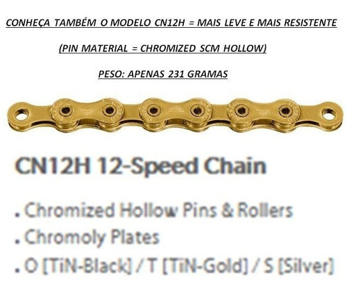 Corrente Sunrace 12V Bike 126 Elos Cn12S Cromada Power Link