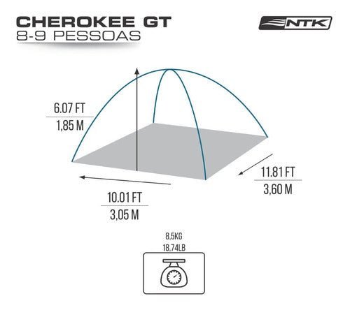 Barraca Camping Cherokee 8 ou 9 Nautika Acampamento 2500mm Impermeável Duas Portas