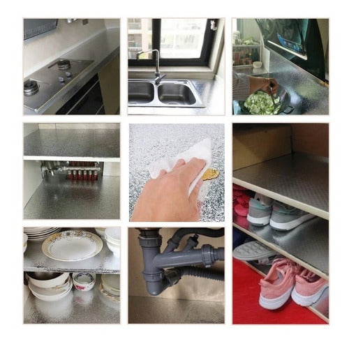 Adesivo Metalizado Impermeável Lavável Cozinha 61cm X 2m