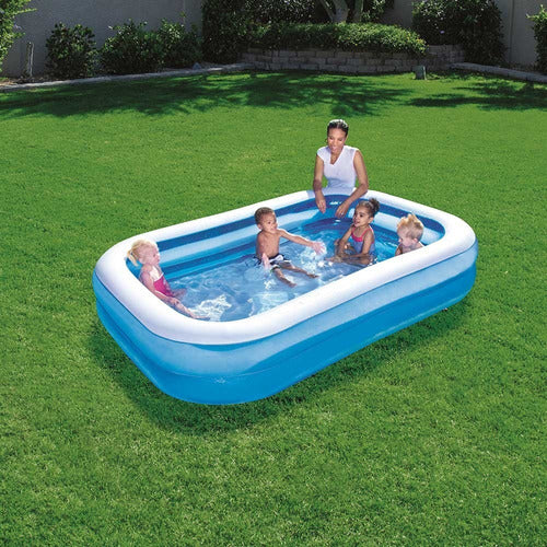 Piscina Inflável Retangular Bestway 778l Material Resistente - Azul