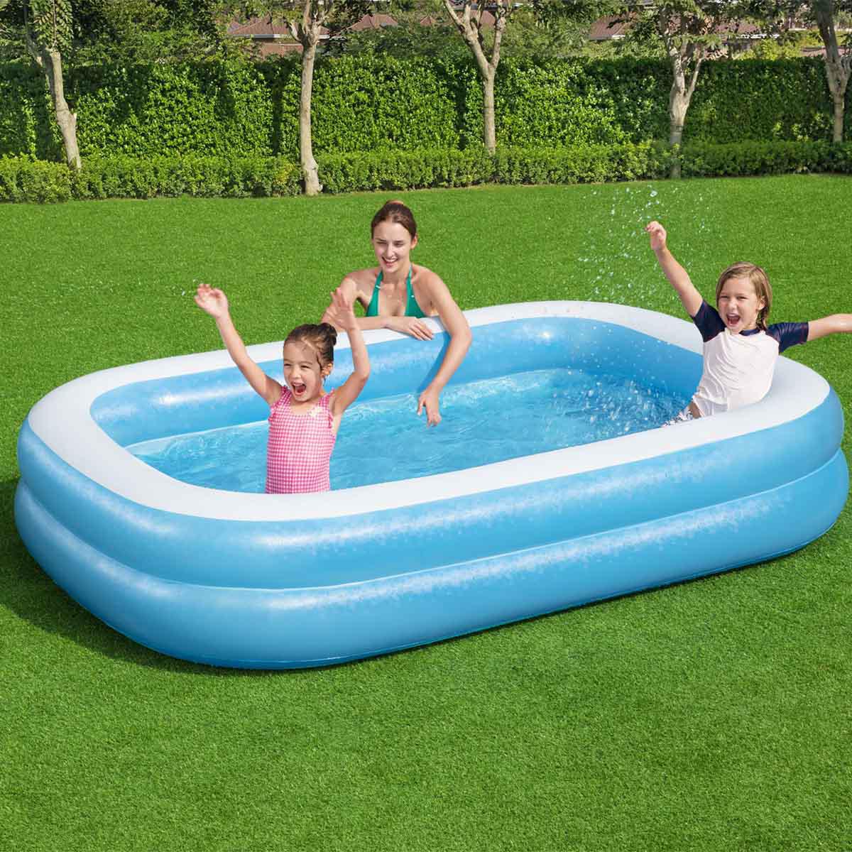 Piscina Inflável Retangular Bestway 778l Material Resistente - Azul