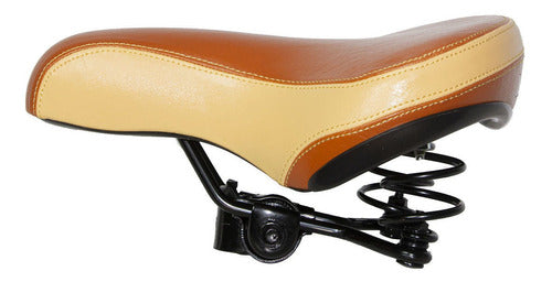 Selim Conforto Vintage/Retrô/Beach - 2 Molas (Marrom/Bege)