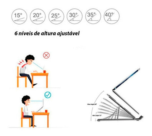 Base Suporte Ergonômico Para Notebook Tablet Dobravel
