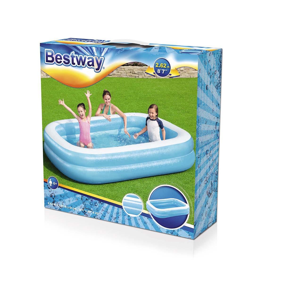 Piscina Inflável Retangular Bestway 778l Material Resistente - Azul
