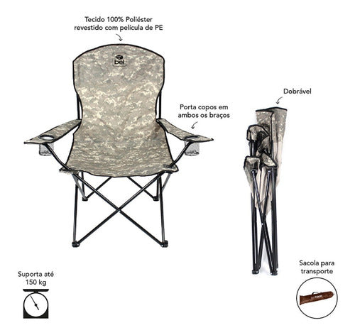 Cadeira Bel Fix Confort 150Kg Araguaia Camuflada Bege Claro