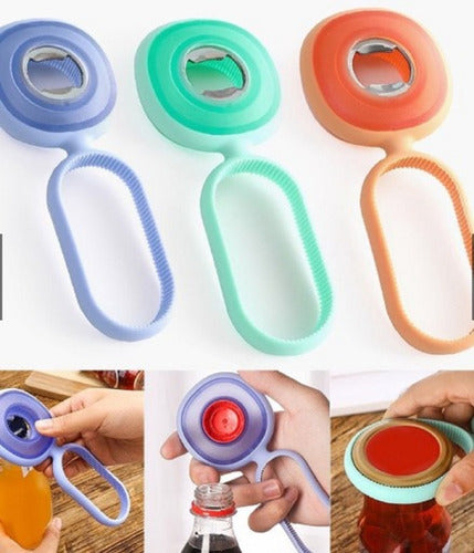 Abridor De Garrafas Multifunções 3 Em 1 De Silicone Ke Home