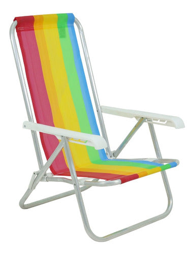 Cadeira De Praia Reclinável Belfix Em Alumínio 90Kg Listrado