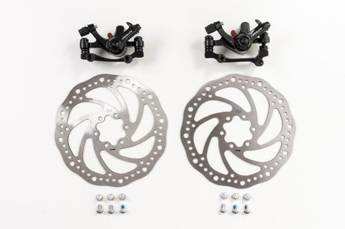Kit Freio A Disco Bicicleta Discos Pinça Absolute Sem Cubos