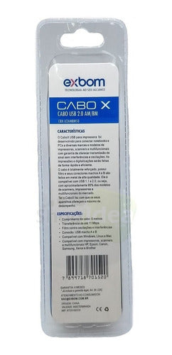 Cabo Extensor 5m Para Impressora Usb 2.0 Am bm 5 Metros