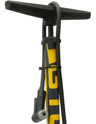 Bomba Oficina De Pé Bicicleta Com Manômetro Giyo Gf-55e Aço