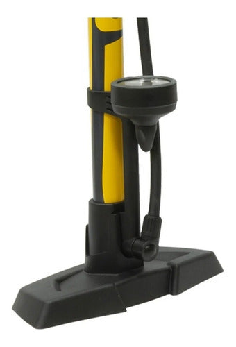 Bomba Oficina De Pé Bicicleta Com Manômetro Giyo Gf-55e Aço