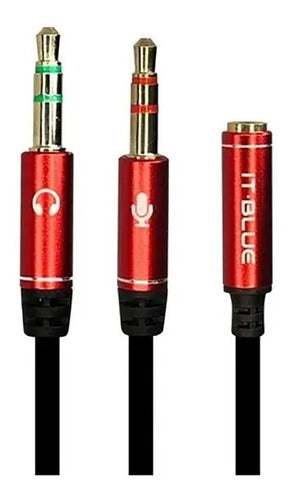 Cabo De Áudio P3 Fêmea Para 2 P2 Macho Max-0302f It Blue