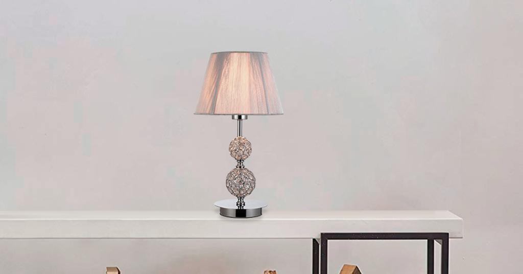 Abajur Puppis Com Estrutura Cromada E Cristais Prata 1 Lãmp