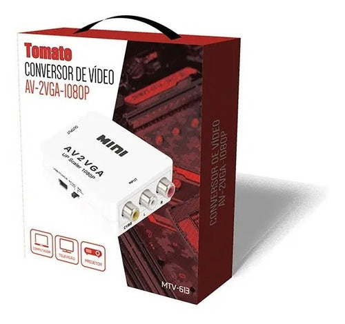 Conversor Adaptador Av Rca X Vga Mtv-613 Plug And Play