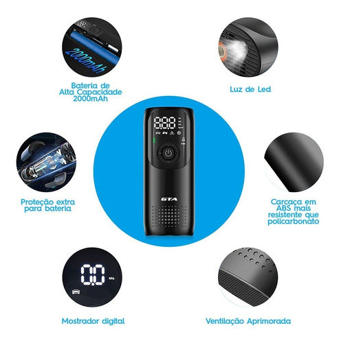 Bomba De Ar Portátil Automática Smart Plus 150 Psi Com Bater