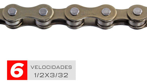 Corrente 6 Velocidades 1/2x3/32 116 Elo Sólido Pino Sólido
