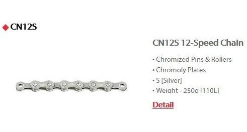 Corrente Sunrace 12V Bike 126 Elos Cn12S Cromada Power Link