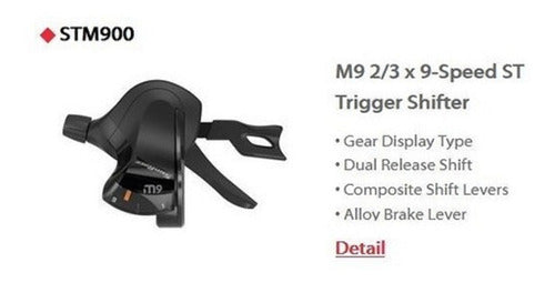 Alavanca Trocador Passador Sunrace 9V M900 2 3X9V Com Cabo