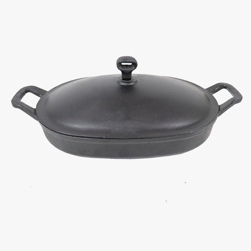 Assadeira Forma Oval De Ferro Fundido Rig 35x24cm Com Tampa