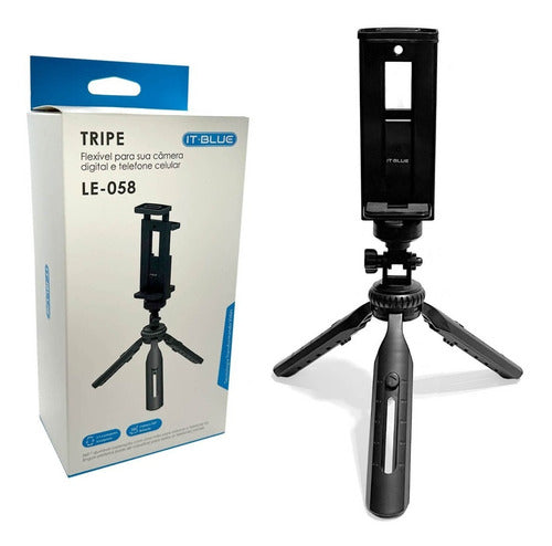 Mini Tripe Para Celular Ajustável Regulagem 360 Graus Le-058