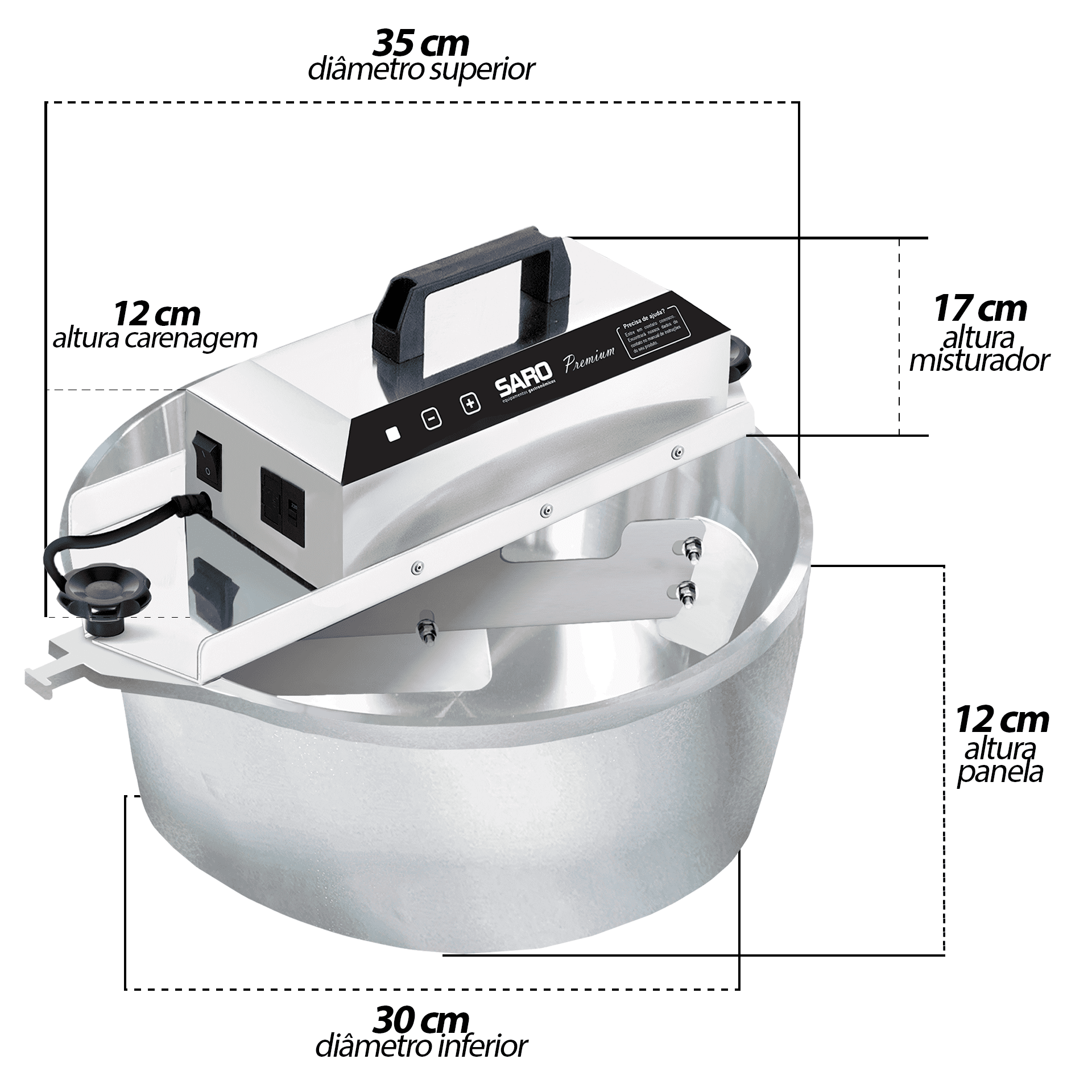 Panela Mexedora Misturador Elétrico Saro 10 Litros Inox doce