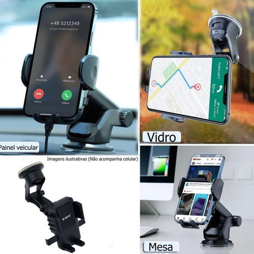 Suporte Celular Veicular Trava Automática Vidro Painel Carro