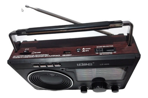 Rádio Portátil Analógico Com Bateria Recarregável Usb Le-609
