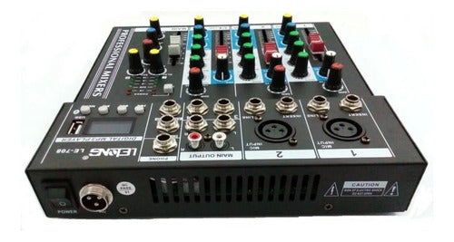 Mesa De Som 4 Canais Bluetooth Mixer Player Usb Le-708