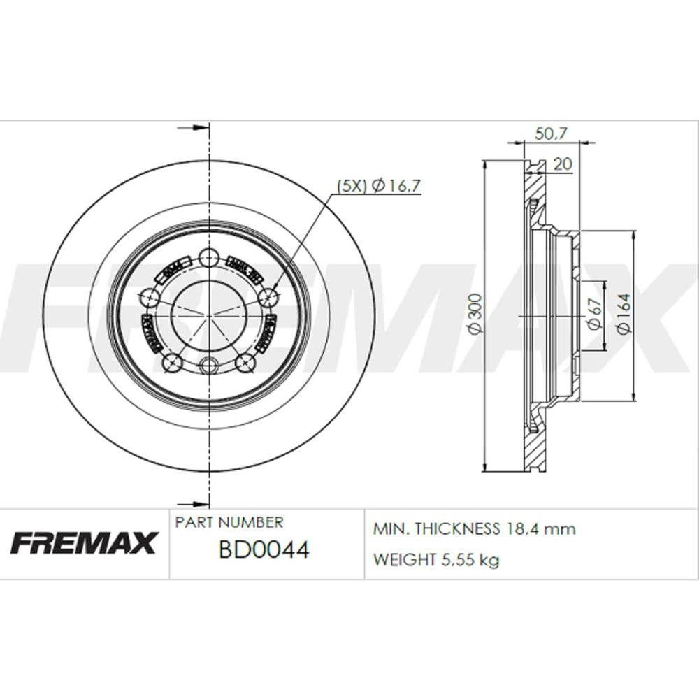 Disco Fremax BD0044 Caixa com 2 Bmw X1/X2/Serie 2/Serie 1, Mini Cooper