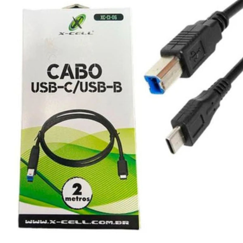 Cabo para Impressora usb-C usb-B 2m X-CELL XC-CI-06