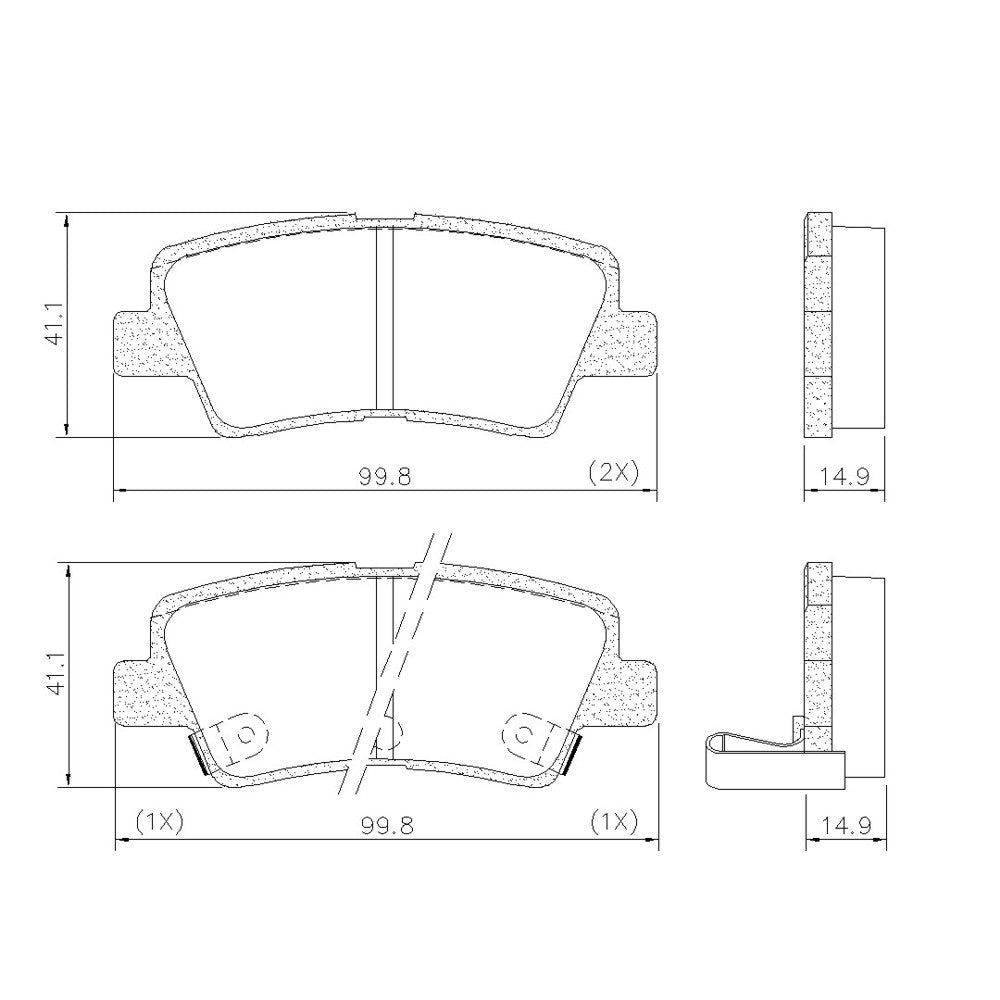 Pastilha de Freio Traseira Fras-le PD/1368 PD/1732 Kia Cerato/Soul, Hyundai Elantra/I30/Azera/Veloster, Ssangyong Korando