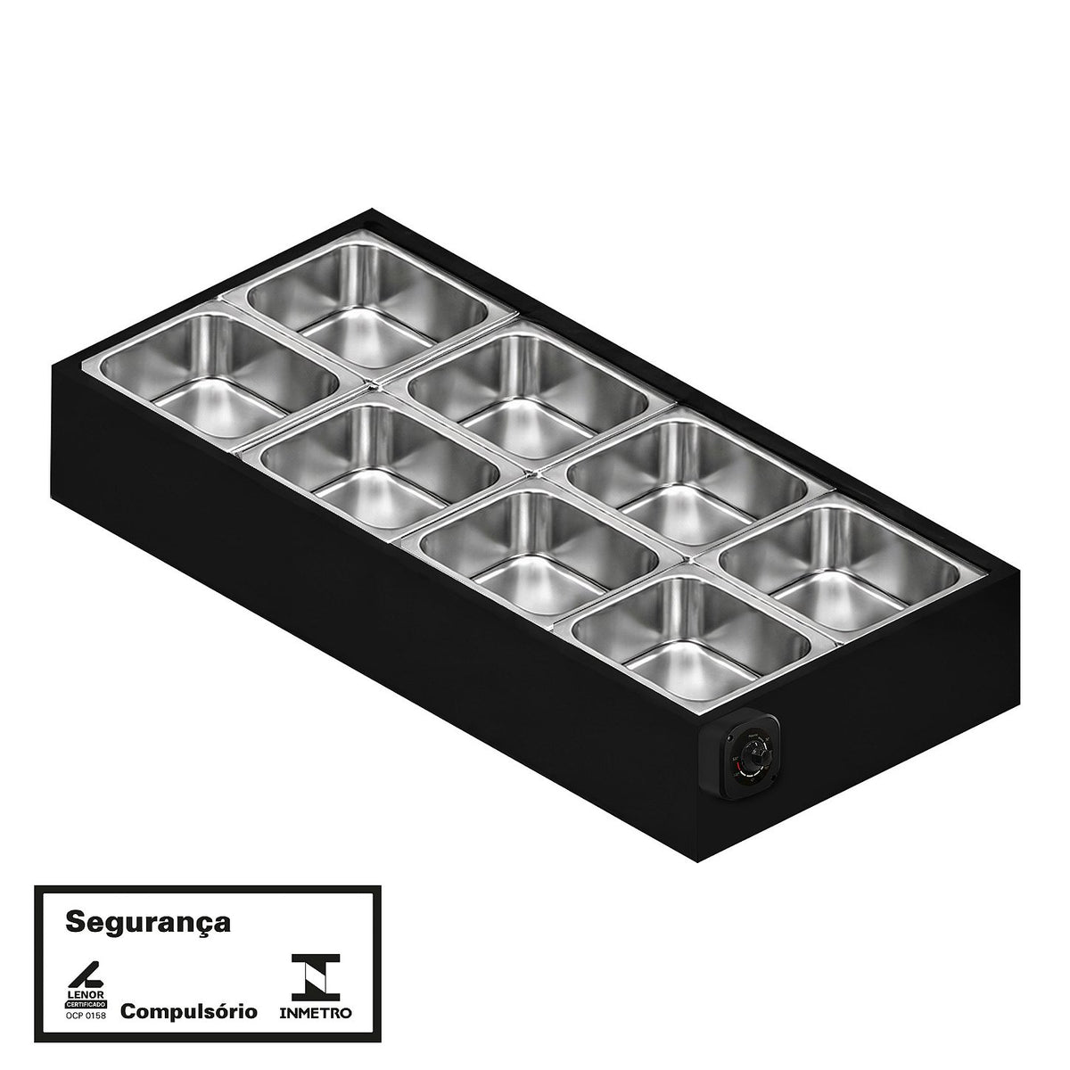 Buffet Térmico de Mesa Aquecido Saro BFM8 8 Cubas com Tampa