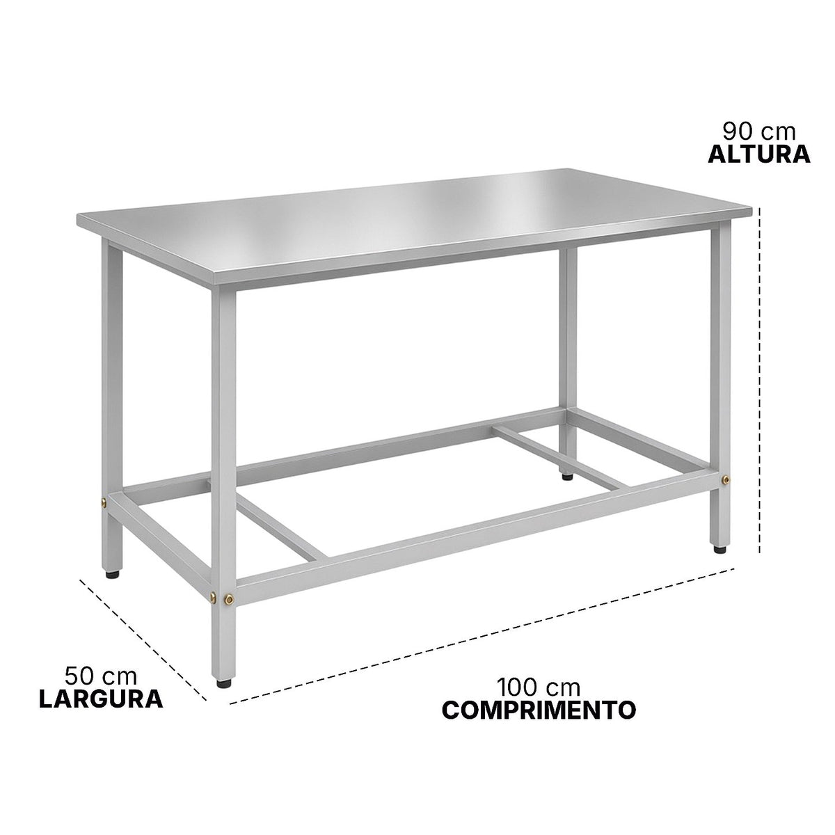 Mesa de Bancada Inox Saro MI150 150x50 cm com Prateleira